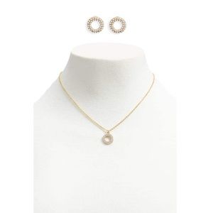 Rhinestone Stud Earrings and Necklace Set